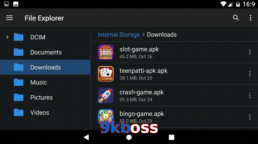 Main screen of 9Kboss gameapk page for PK players