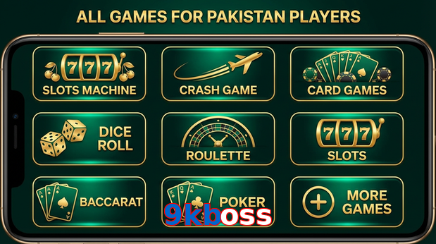 Main screen of 9Kboss games page for PK players
