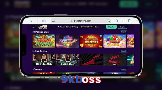Main screen of 9Kboss ios page for PK players